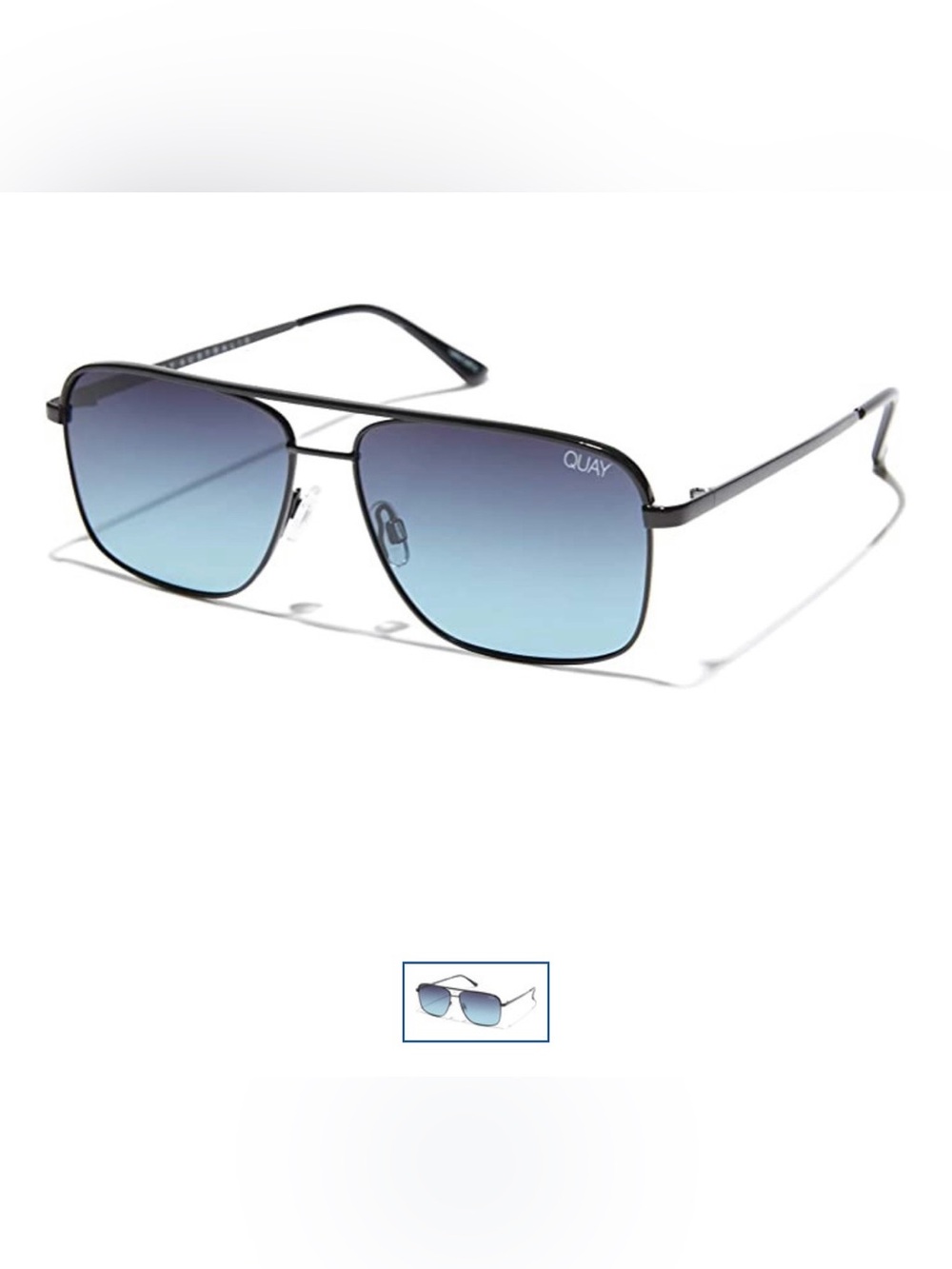 Quay Australia Poster Boy Sunglasses Black Polarized Teal Fade Aviator Unisex